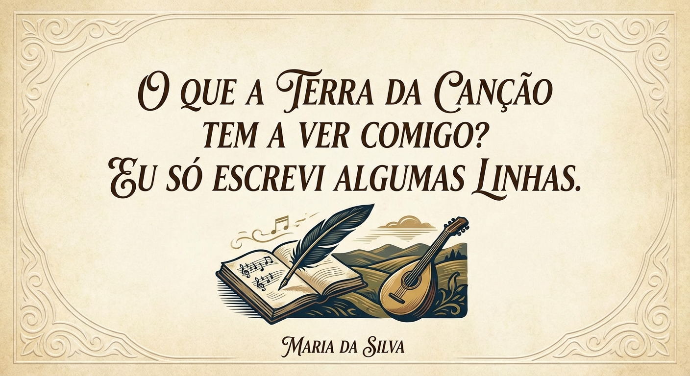 O que a Terra da Canção tem a ver comigo? Eu só escrevi algumas linhas.